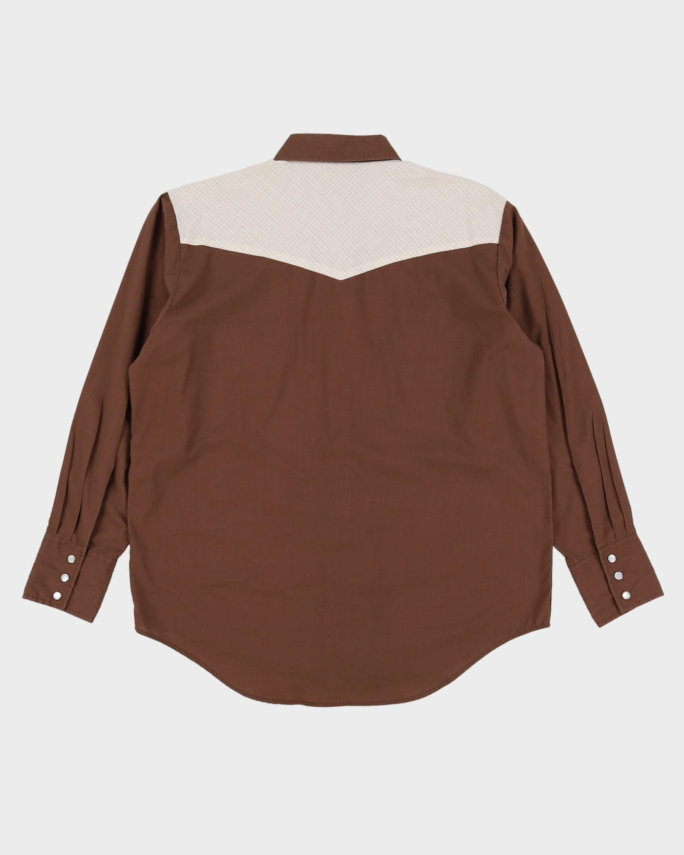 Vintage 90s Brown Long-Sleeve Oversized Western Shirt - M