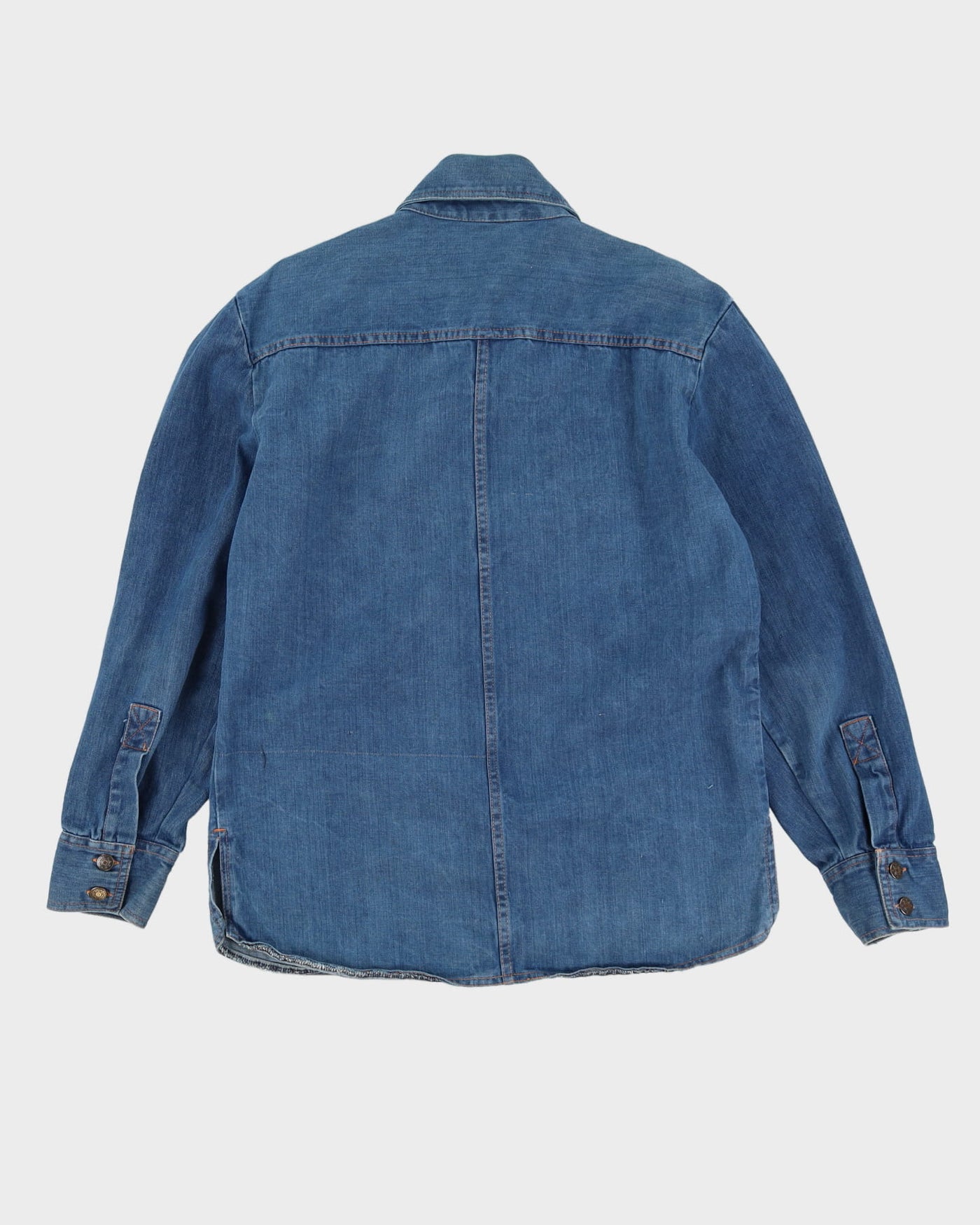 90s Carl Michaels Blue Long-Sleeve Denim Shirt - XL