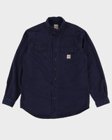 Vintage Carhartt FR Navy Long-Sleeve Denim Shirt - L
