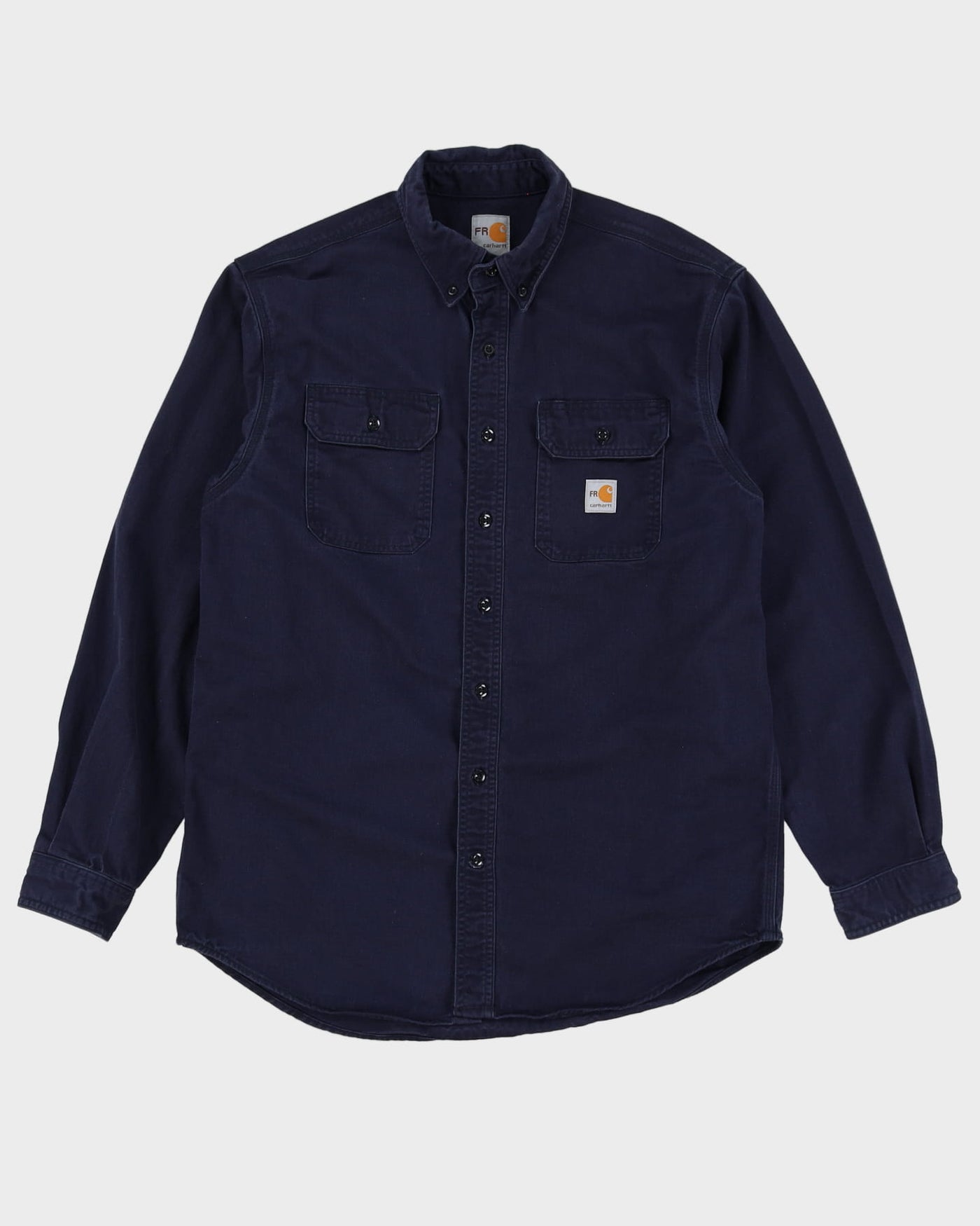 Vintage Carhartt FR Navy Long-Sleeve Denim Shirt - L