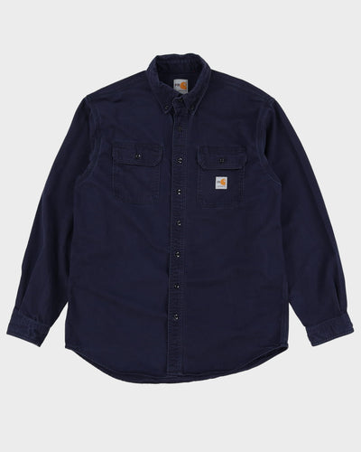 Vintage Carhartt FR Navy Long-Sleeve Denim Shirt - L