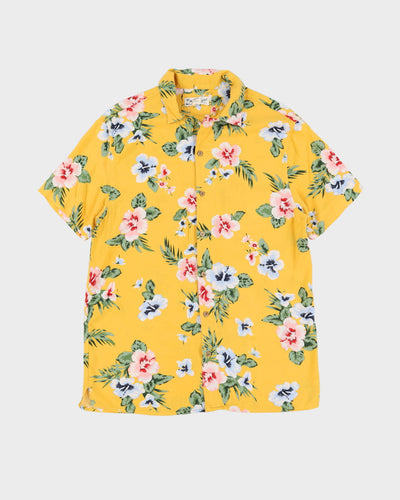 Vintage 90s Yellow Floral Patterned Shirt - L