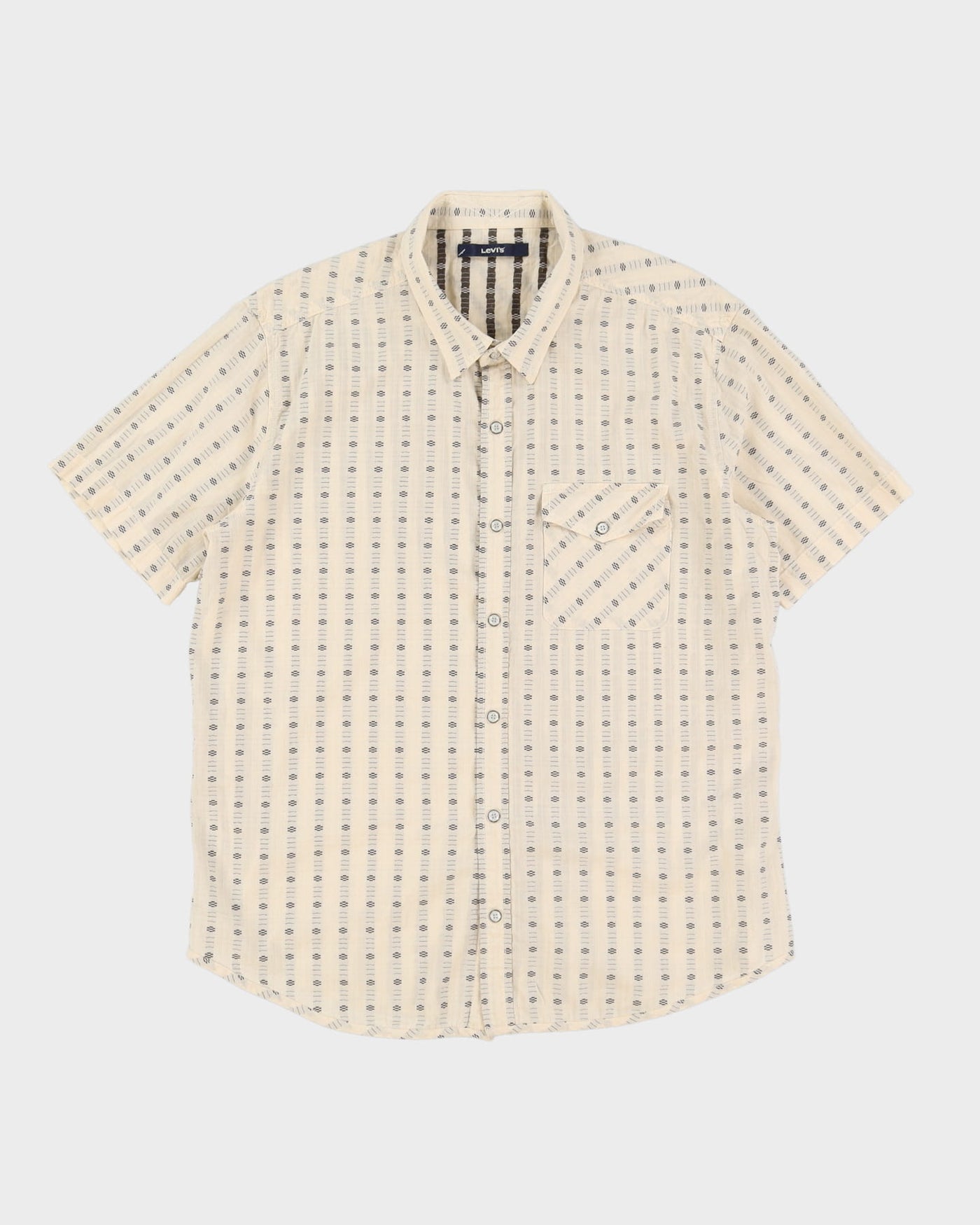 Vintage 90s Levi's Off-White / Cream Patterned Short-Sleeve Patterned Shirt - XL