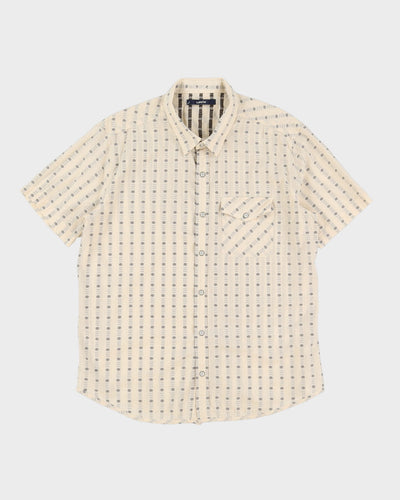 Vintage 90s Levi's Off-White / Cream Patterned Short-Sleeve Patterned Shirt - XL