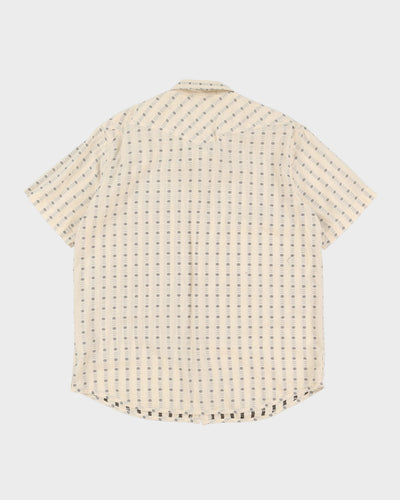 Vintage 90s Levi's Off-White / Cream Patterned Short-Sleeve Patterned Shirt - XL