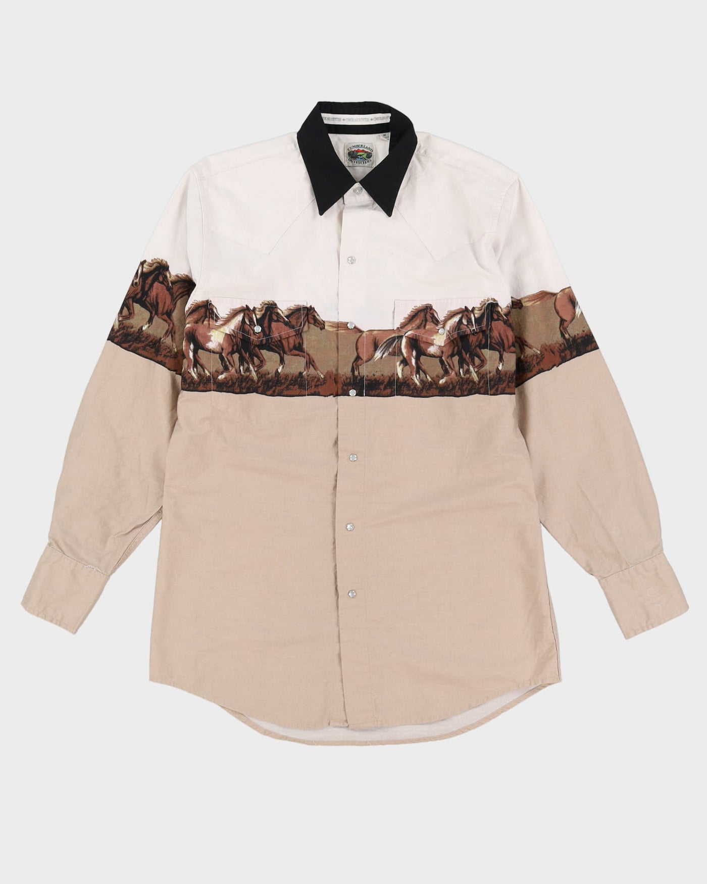 Vintage 90s Cumberland Outfitters Beige / White Western Long-Sleeve Shirt - M