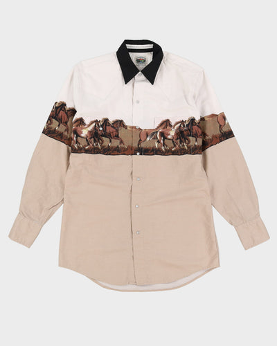 Vintage 90s Cumberland Outfitters Beige / White Western Long-Sleeve Shirt - M