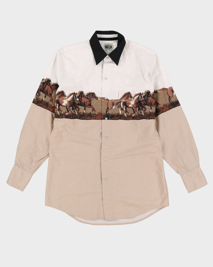 Vintage 90s Cumberland Outfitters Beige / White Western Long-Sleeve Shirt - M