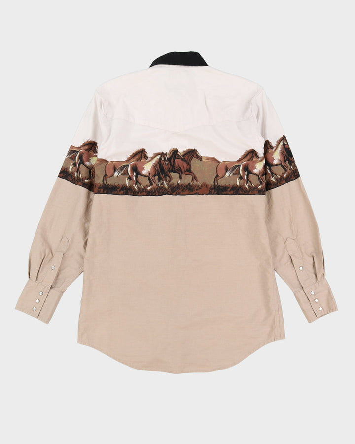 Vintage 90s Cumberland Outfitters Beige / White Western Long-Sleeve Shirt - M