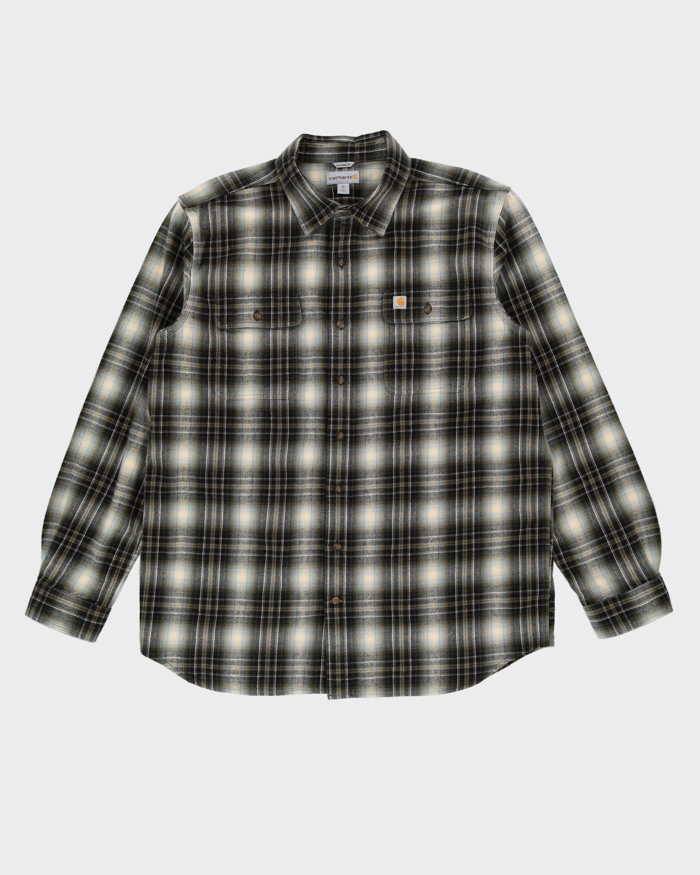 Vintage Carhartt Black / Green Long-Sleeve Oversized Flannel Shirt - XL / XXL