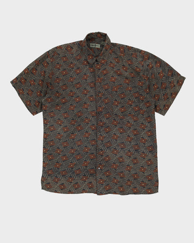 Green Patterned Silk Shirt - XXL