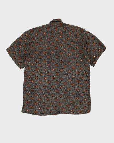 Green Patterned Silk Shirt - XXL