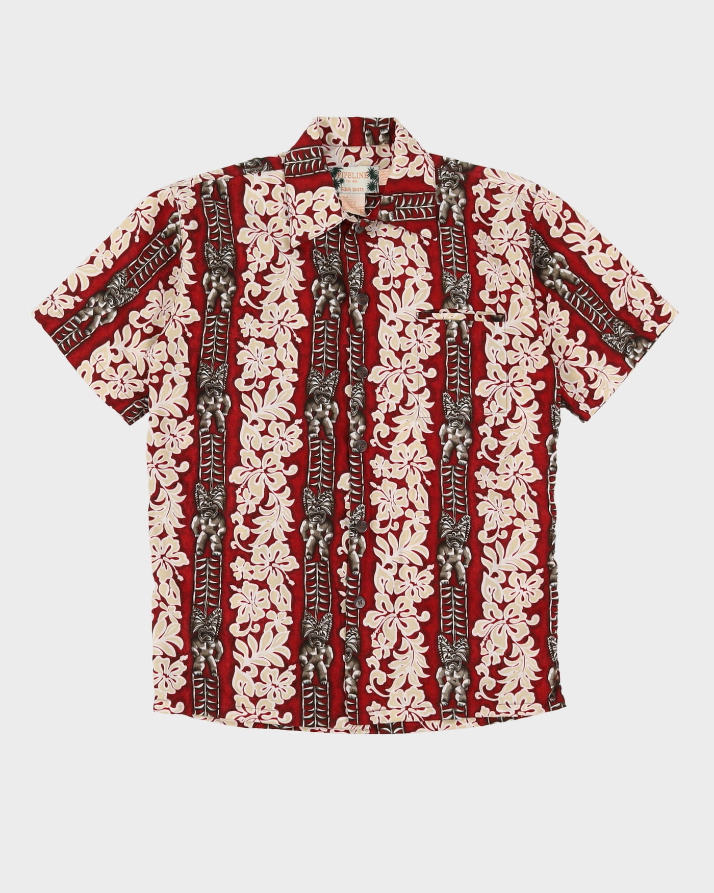 Maroon Patterned Hawaiian Shirt - M
