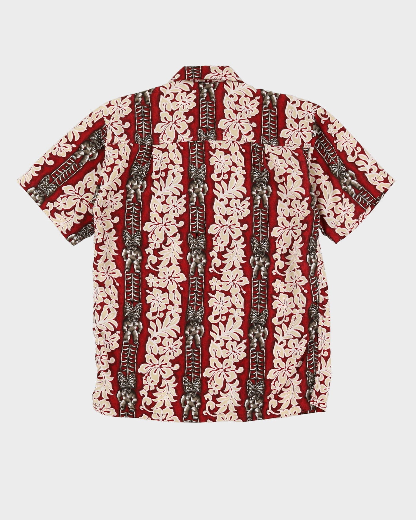 Maroon Patterned Hawaiian Shirt - M