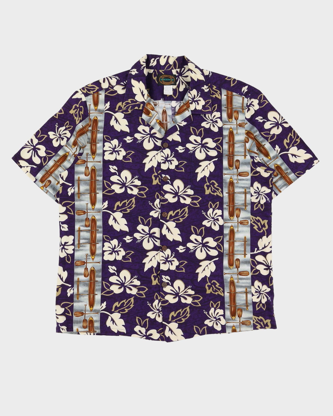 00s  Purple Patterned Hawaiian Shirt - XL