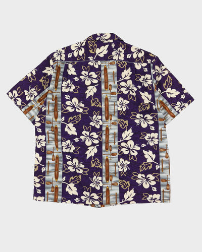 00s  Purple Patterned Hawaiian Shirt - XL