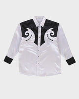 Y2K Silver And Black Satin Western Shirt - L