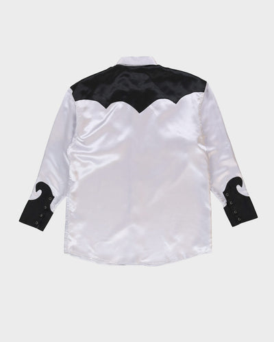 Y2K Silver And Black Satin Western Shirt - L