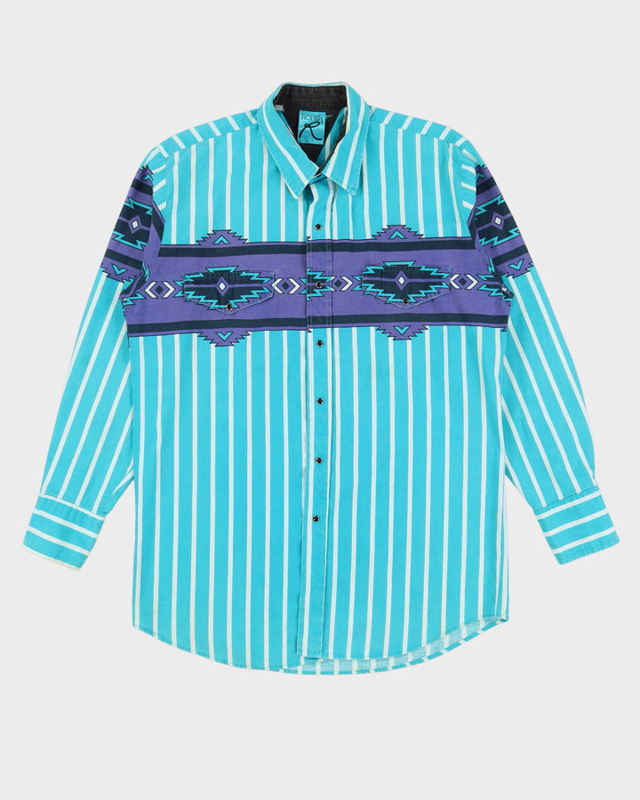 00s Roper Blue Striped Western Shirt - XL
