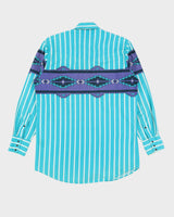00s Roper Blue Striped Western Shirt - XL