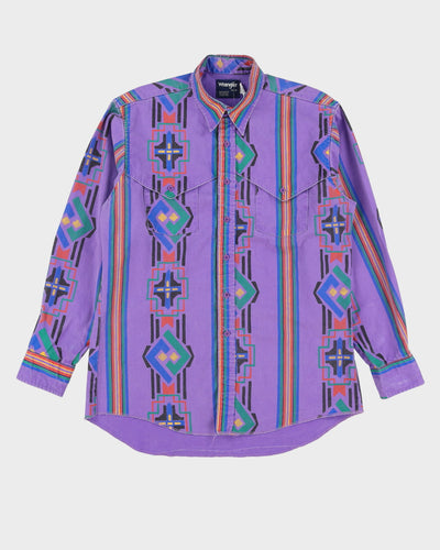 1990s Wrangler Purple Patterned Cotton Shirt - XXL
