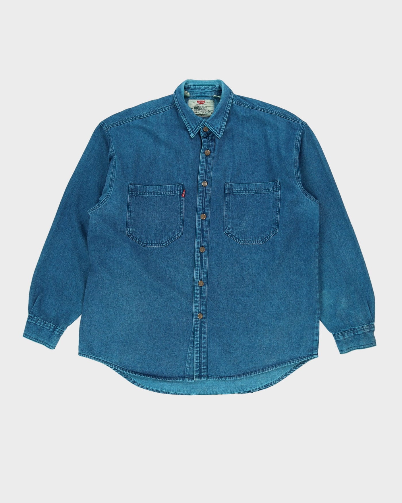 Vintage 90s Javolis Overdyed Denim Long Sleeve Oversized Shirt - L