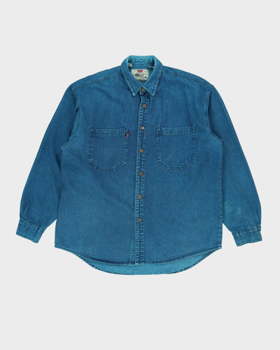 Vintage 90s Javolis Overdyed Denim Long Sleeve Oversized Shirt - L
