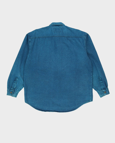 Vintage 90s Javolis Overdyed Denim Long Sleeve Oversized Shirt - L