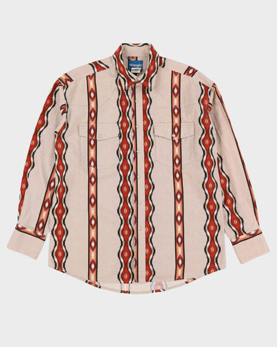 Vintage 90s Wrangler Beige Patterned Western Shirt - L