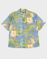 Tommy Bahama Blue Silk Hawaiian Shirt - XL