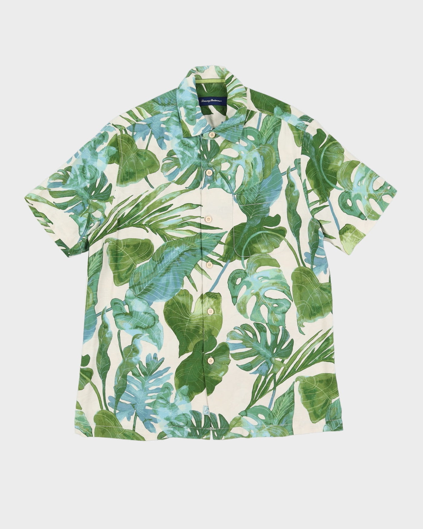 Tommy Bahama Green Leaves Print Silk Hawaiian Shirt - L