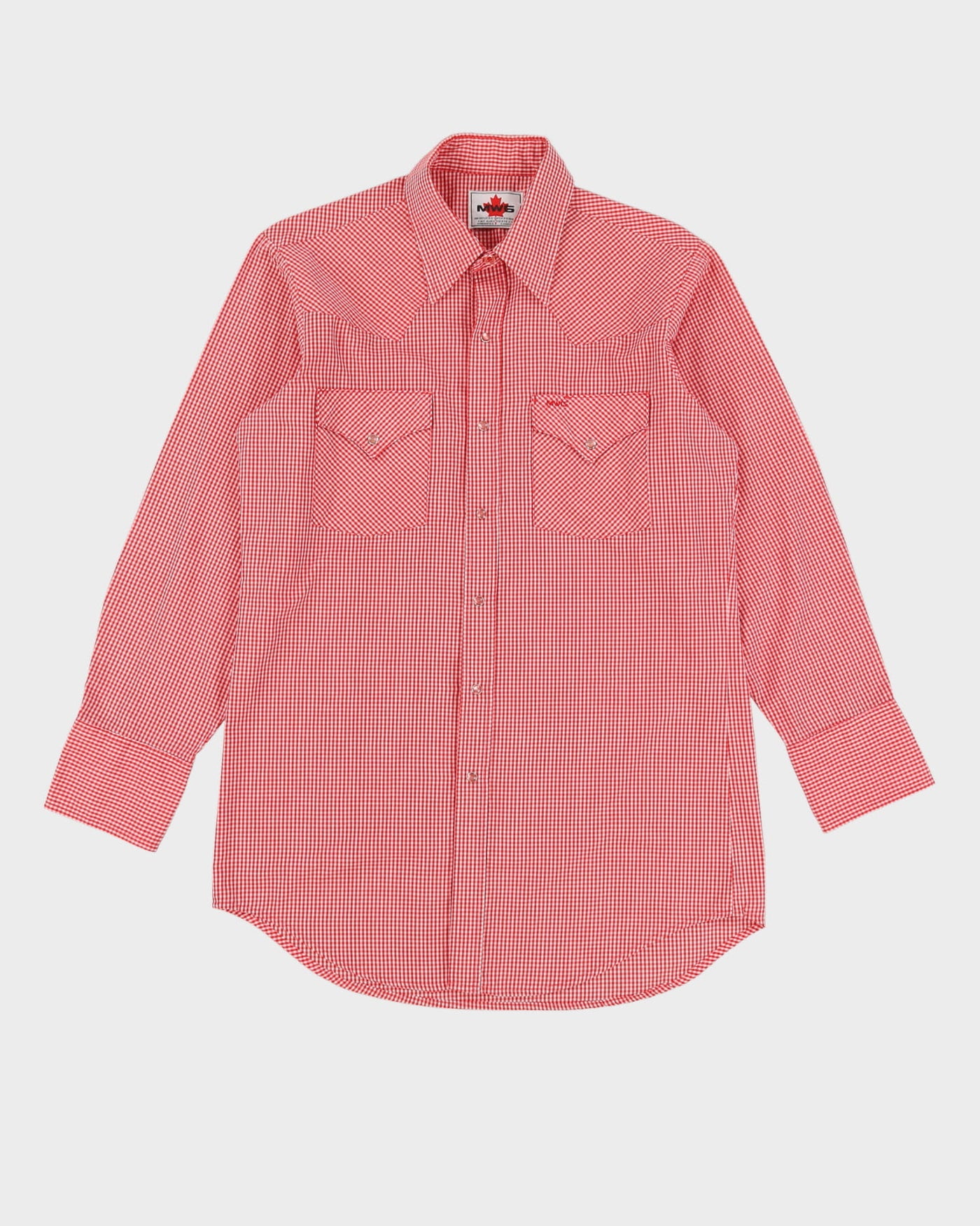 Vintage 90s MWG Red Check Western Long Sleeve Shirt - M