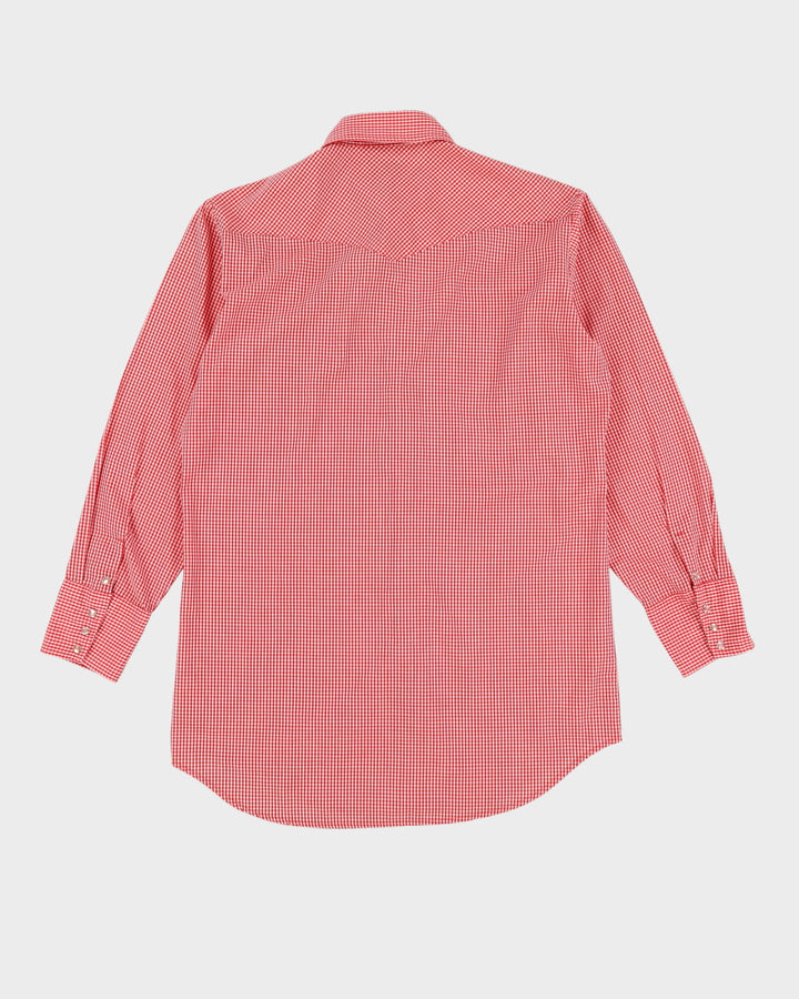 Vintage 90s MWG Red Check Western Long Sleeve Shirt - M