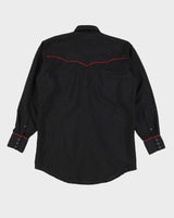 Vintage 90s MWG Embroidered Roses Western Black Long Sleeve Shirt - M / L