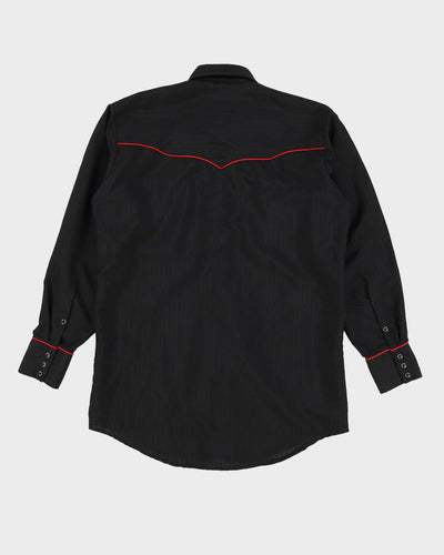 Vintage 90s MWG Embroidered Roses Western Black Long Sleeve Shirt - M / L