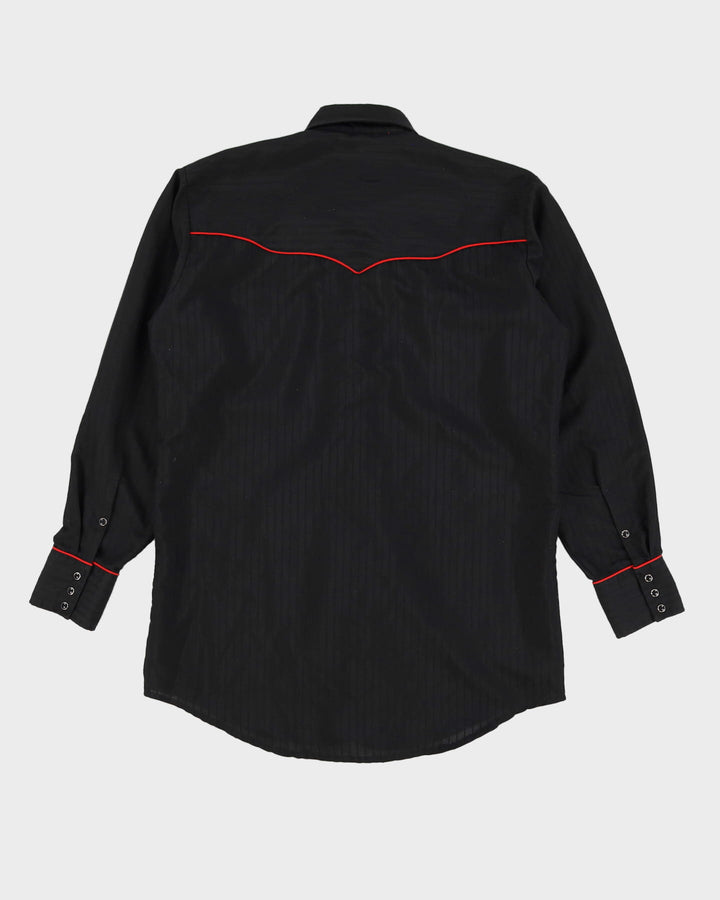 Vintage 90s MWG Embroidered Roses Western Black Long Sleeve Shirt - M / L