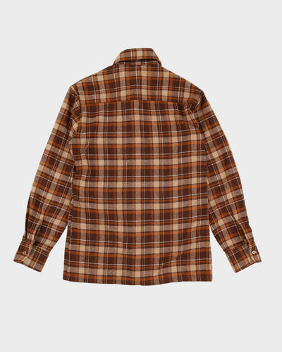 Vintage 70s Lancer Brown / Beige Check Pattered Long Sleeve Flannel Shirt - S