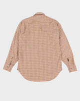 Vintage 90s Christian Dior Beige Check Pattered Long Sleeve Flannel Shirt - M