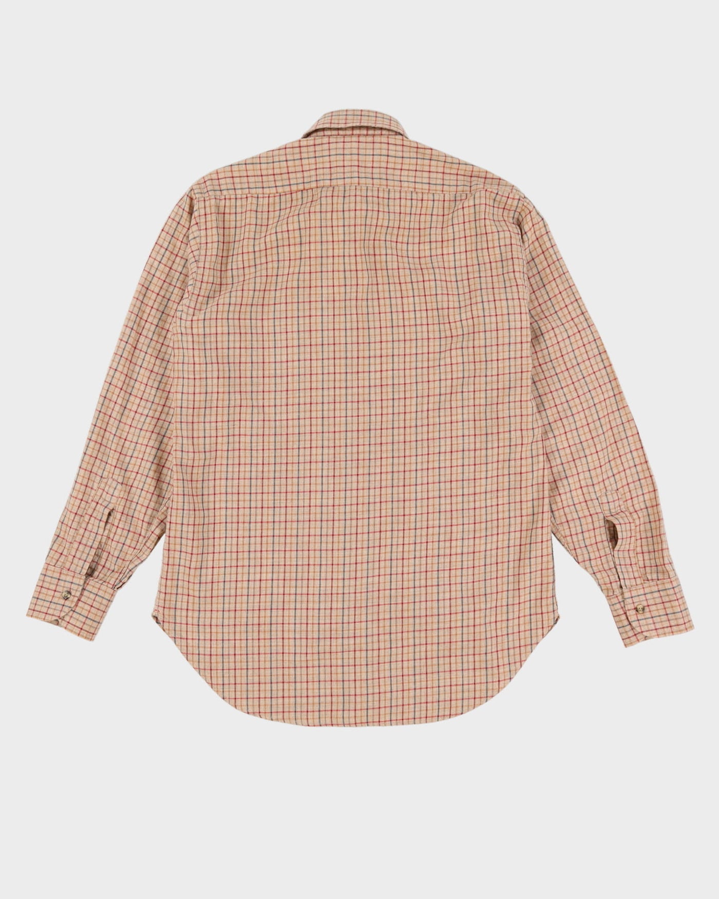 Vintage 90s Christian Dior Beige Check Pattered Long Sleeve Flannel Shirt - M