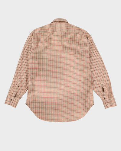 Vintage 90s Christian Dior Beige Check Pattered Long Sleeve Flannel Shirt - M