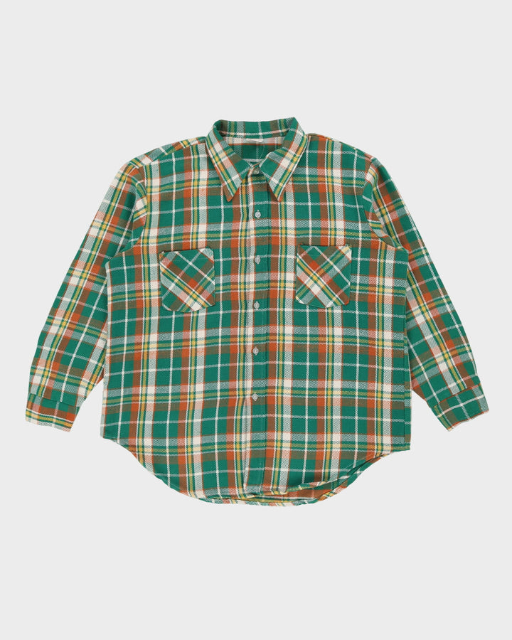 Vintage 90s Big Mac JC Penney Green Check Pattered Long Sleeve Flannel Shirt - XL