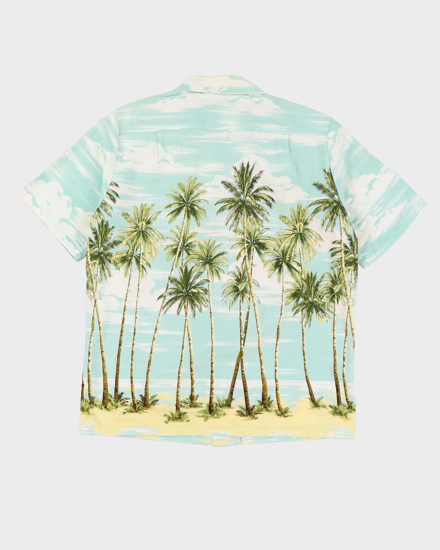 Vintage 90s Bishop St. Apparel Blue Palm Tree Hawaiian Shirt - L