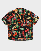 Vintage 90s Paradise Found Black Hot Sauce / Chilli Design Hawaiian Shirt - XL