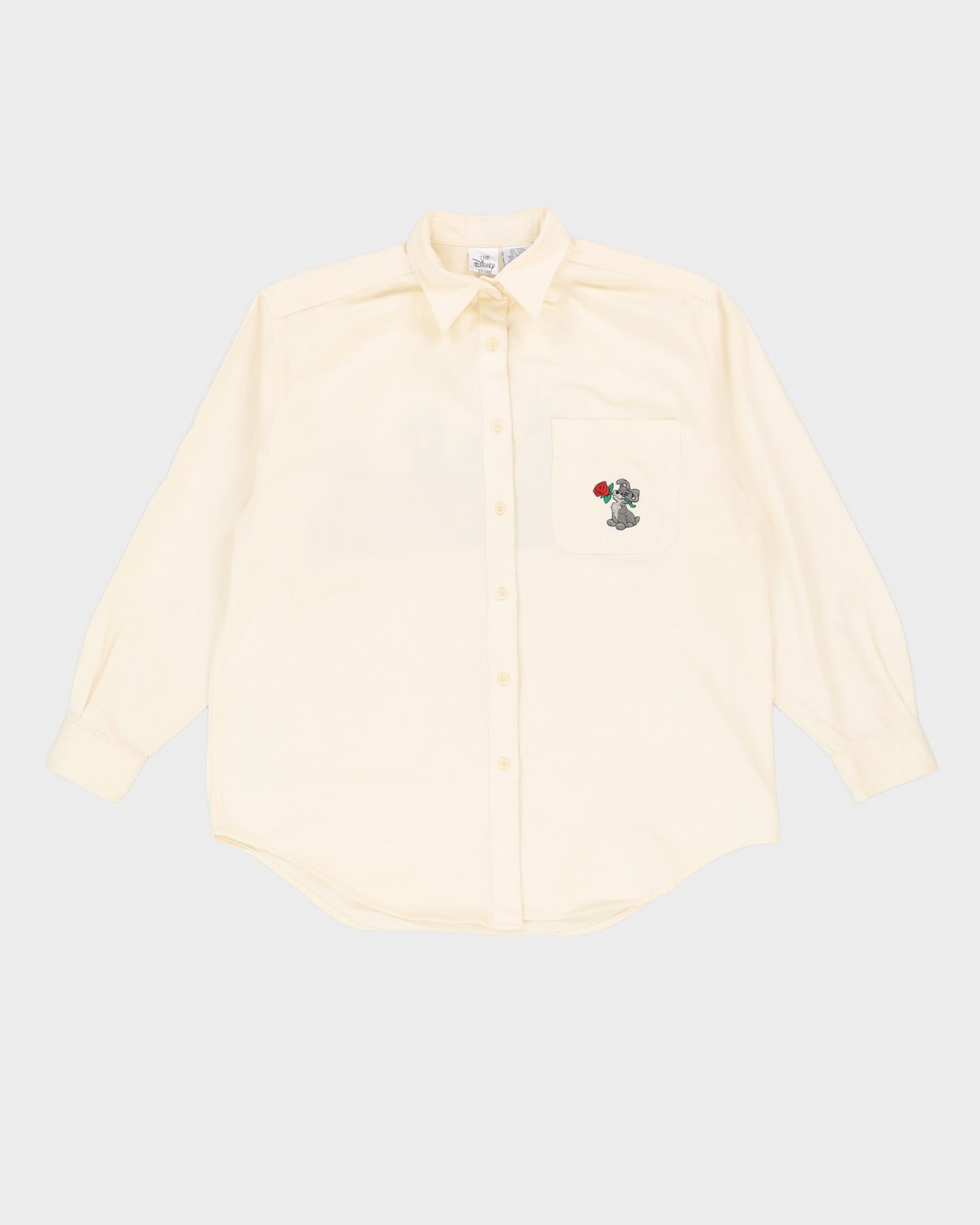 90s Lady &amp; The Tramp Disney Cream Long-Sleeve Shirt - L