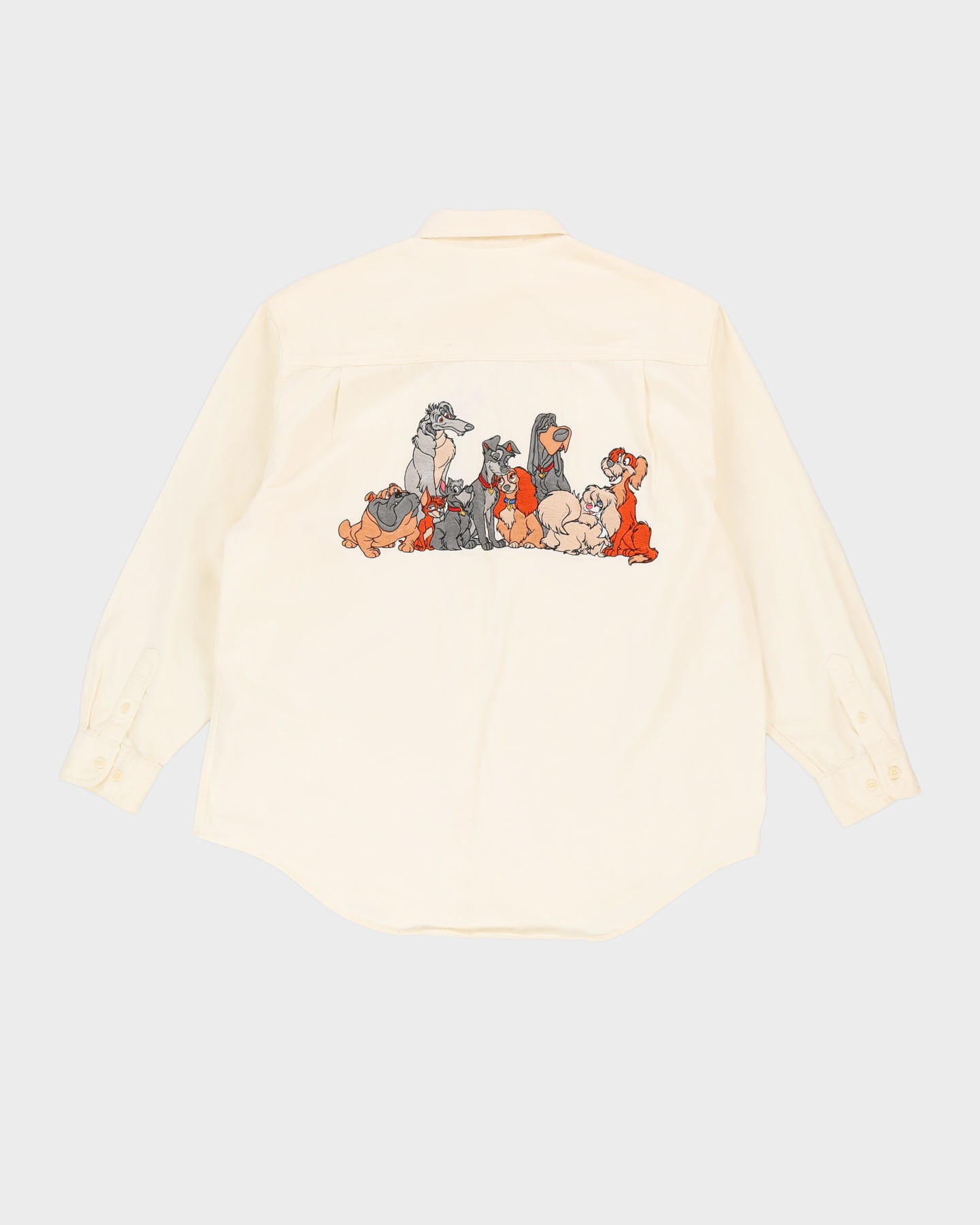 90s Lady &amp; The Tramp Disney Cream Long-Sleeve Shirt - L