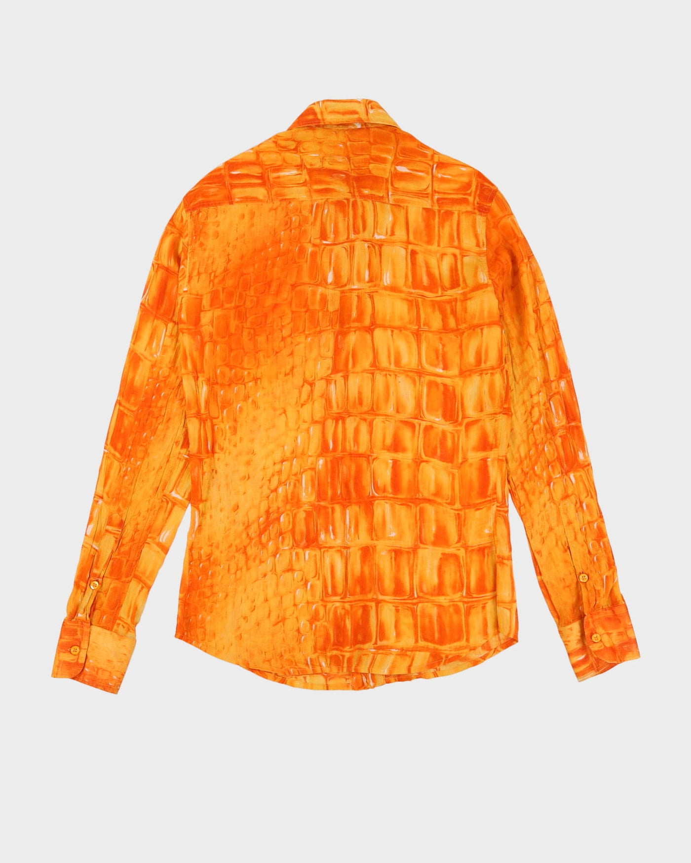 Versace Jeans Couture Orange Patterned Slim Fit Shirt - M