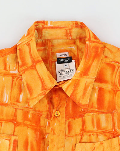 Versace Jeans Couture Orange Patterned Slim Fit Shirt - M