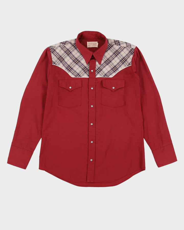Vintage 70s Caravan Western Wear Deep Red Western Shirt - L