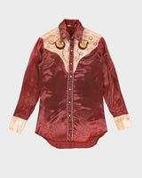 Vintage 80s MWG Dark Brown Embroidered Western Shirt - S