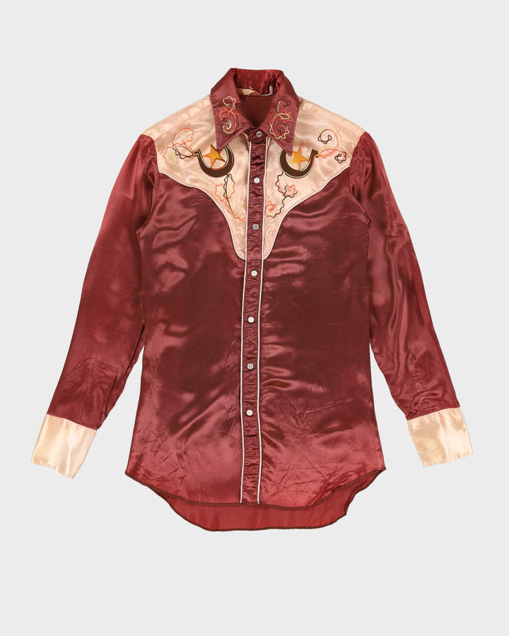 Vintage 80s MWG Dark Brown Embroidered Western Shirt - S